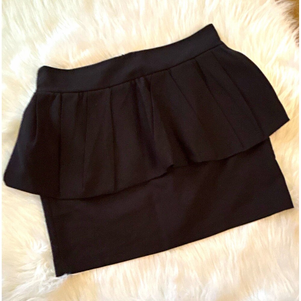 Zara Woman Womens Black Solid Pleated Mini Skirt S Stretch Zip Special Occ 512